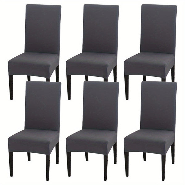 Planet Gates Gray / Set  Of  6 4pcs Set/6pcs Set Milk Silk Elastic Home Kitchen Dining Chair Slipcover, Chair Cover, Furniture Protector For Wedding Office Living Room Hotel Home Decor