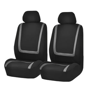 Planet Gates Gray Universal Fit Car Seat Covers For Front Driver And Passenger Seats, High-Quality Fabric, Protective Auto Chair Slipcovers With Accent Stripes, Easy To Install, Durable Vehicle Interior Enhancements