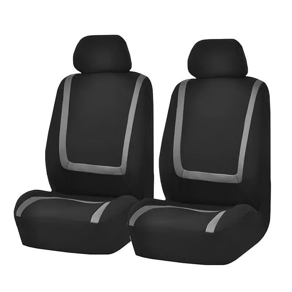 Planet Gates Gray Universal Fit Car Seat Covers For Front Driver And Passenger Seats, High-Quality Fabric, Protective Auto Chair Slipcovers With Accent Stripes, Easy To Install, Durable Vehicle Interior Enhancements