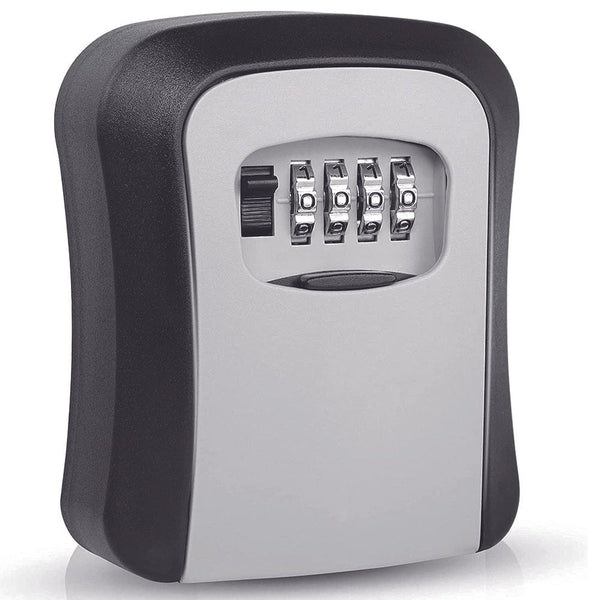 Planet Gates Gray Waterproof Key Lock Box For Outside - Portable Combination Lockbox For House Keys And Car Key - Realtor Security Lock Box With Code - Master Key Lock Box For Door Handle - Securely Hide Your Keys