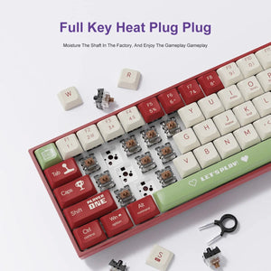 Planet Gates Gray-Wired / Brown Switch AJAZZ AK680 65% Gaming Mechanical Keyboard Wired Wireless Bluetooth Gamer Keyboard Hot Swap Custom Keycap Gasket for Pc Laptop