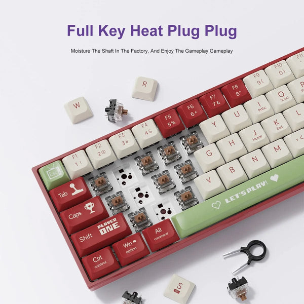 Planet Gates Gray-Wired / Brown Switch AJAZZ AK680 65% Gaming Mechanical Keyboard Wired Wireless Bluetooth Gamer Keyboard Hot Swap Custom Keycap Gasket for Pc Laptop