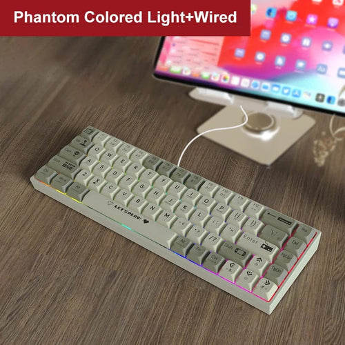 Planet Gates Gray-Wired / Brown Switch AJAZZ AK680 65% Gaming Mechanical Keyboard Wired Wireless Bluetooth Gamer Keyboard Hot Swap Custom Keycap Gasket for Pc Laptop