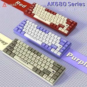 Planet Gates Gray-Wired / Brown Switch AJAZZ AK680 65% Gaming Mechanical Keyboard Wired Wireless Bluetooth Gamer Keyboard Hot Swap Custom Keycap Gasket for Pc Laptop