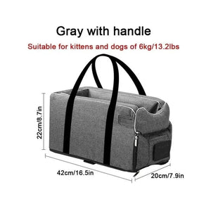 Planet Gates gray with handle / 42x22x20 CM Car Central Dog Car Seat Bed Portable Dog Carrier for Small Dogs and Cats Safety Travel Bag Accessories