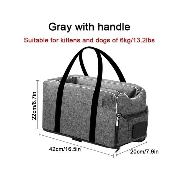 Planet Gates gray with handle / 42x22x20 CM Car Central Dog Car Seat Bed Portable Dog Carrier for Small Dogs and Cats Safety Travel Bag Accessories