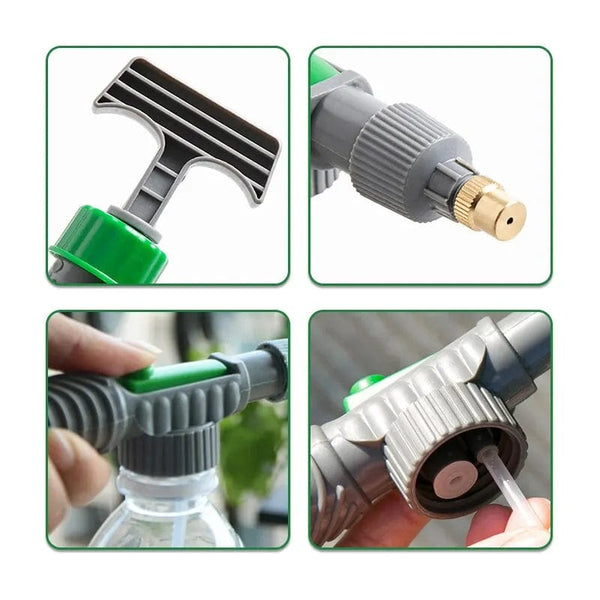 Planet Gates Grayish green Adjustable Pull Out Type Beverage Bottle Spray Watering Nozzle Watering Can Pressure Atomizing Nozzle Gardening Tools