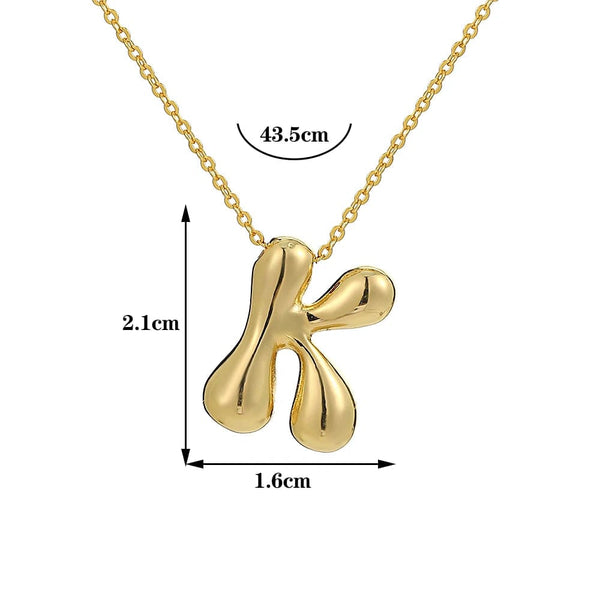 Planet Gates Greatera Gold Color Chunky Balloon Bubble Initial Letter Pendant Choker Necklaces for Women Custom Personalized Jewelry