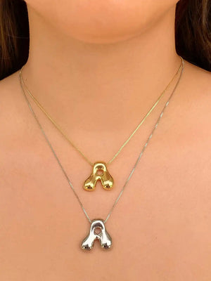 Planet Gates Greatera Gold Color Chunky Balloon Bubble Initial Letter Pendant Choker Necklaces for Women Custom Personalized Jewelry