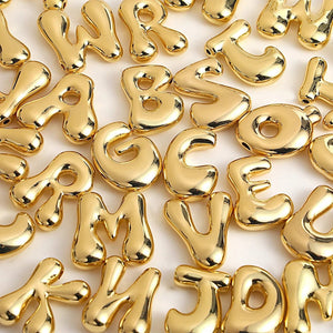 Planet Gates Greatera Gold Color Chunky Balloon Bubble Initial Letter Pendant Choker Necklaces for Women Custom Personalized Jewelry