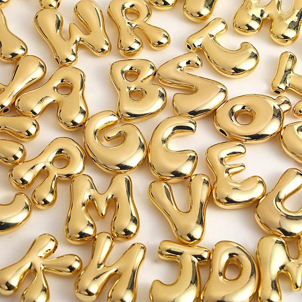 Planet Gates Greatera Gold Color Chunky Balloon Bubble Initial Letter Pendant Choker Necklaces for Women Custom Personalized Jewelry