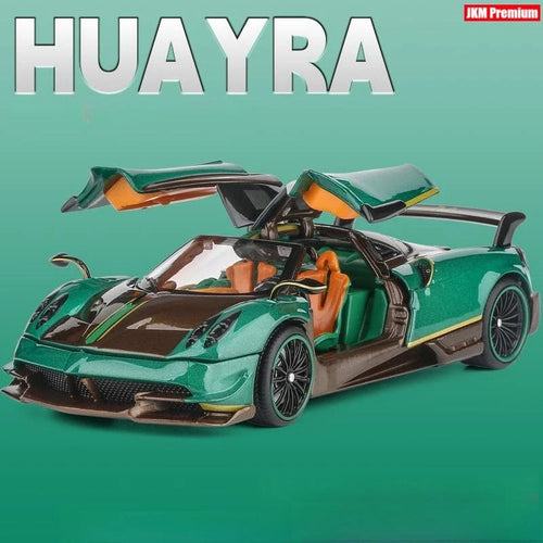Planet Gates Green 1/32 Pagani Huayra Roadster Zonda Dinastia Miniature Toy Car JKM Diecast Super Sport Model Sound & Light Collection Pull Back