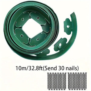 Planet Gates Green 1 Pack No Dig Landscape Edging, Flower Bed Edging Lawn Edging Garden Edging Border No Dig, Landscaping Border Rubber Edging Wild Flower Garden Border Yard Edging Borders 10.0meter (Send 30 Nails)