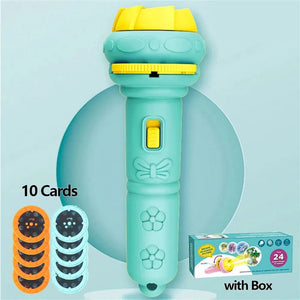 Planet Gates Green 10 cards 10 Cards Cartoon Projection Flashlight 80 Patterns Creative Children Flashlight Toy Projector Baby Toys Bedtime Story Book Toy