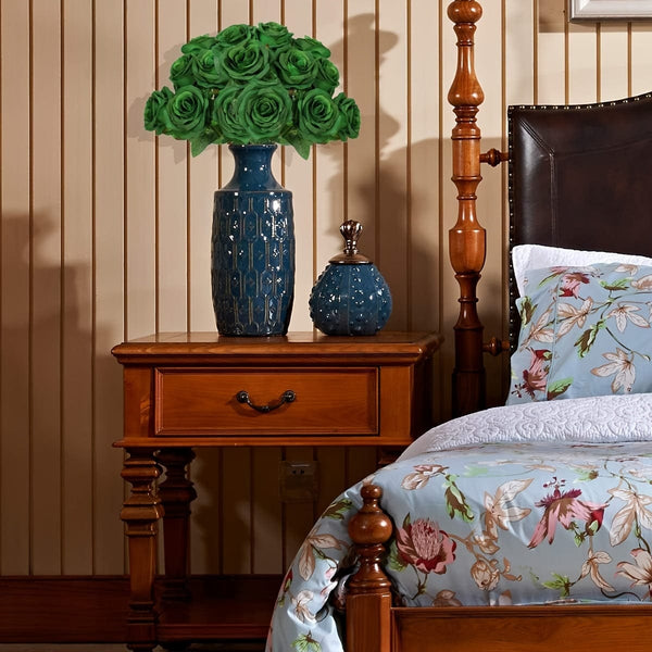 Planet Gates Green 10 Pcs Fake Roses Artificial Flowers, Roses Artificial Faux Flowers With Stems, Suitable For Home Wedding Centerpiece Hotel Office Decor, Valentine's Day For Home Ornament, Proposal Arrangement, Wedding Room