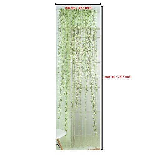 Planet Gates Green / 100*200cm / 39.3*78.7 Inch 1pc Leaf Print Green and Purple Sheer Curtain - Soft Tulle Window Treatment for Living Room, Bedroom, Balcony - Elegant Home Decor