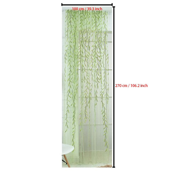 Planet Gates Green / 100*270cm / 39.3*106.2 Inch 1pc Leaf Print Green and Purple Sheer Curtain - Soft Tulle Window Treatment for Living Room, Bedroom, Balcony - Elegant Home Decor