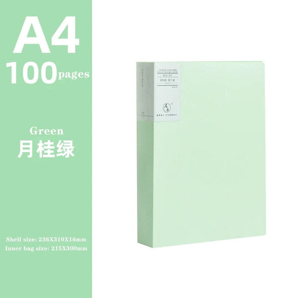 Planet Gates green  100 pages JIANWU A4 Morandi File Bag 100 Pages Data Book Large Capacity File Folder Portfolio Office Stationery