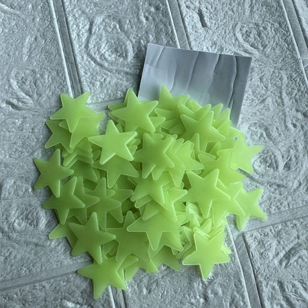 Planet Gates Green / 100 Pieces/bag 100 pcs Glossy Glitter Luminous Star Wall Stickers for Bedroom, Living Room, and Kids - Self-Adhesive Space Decor for Teen Girls