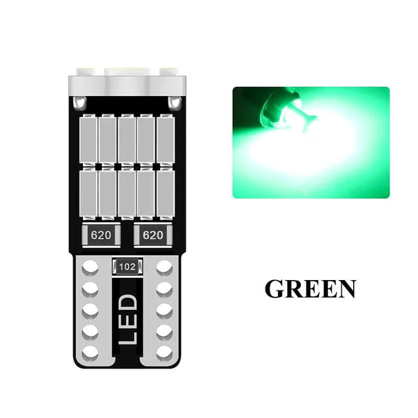 Planet Gates Green 100x T10 Led Canbus W5W Led Car Interior Light 26led 4014smd 194 168 620 No Error Reading Dome Light Instrument Plate Lamp 6000K