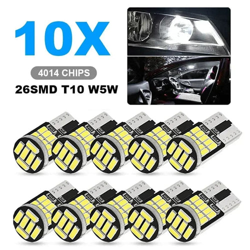 Planet Gates Green-10p Canbus W5W T10 194 LED Car Light Bulb 26SMD 4014 Auto Vehicle High Bright Wedge License Plate Clearance Dome Door Lamp DC12V