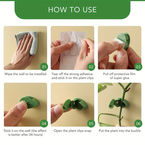 Planet Gates Green 10pcs, Plant Climbing Wall Fixture Clips, Self-adhesive Plant Fixing Hook, Sticky Plant Fixing Clip For Plant Garden Pothos Vine Decoration