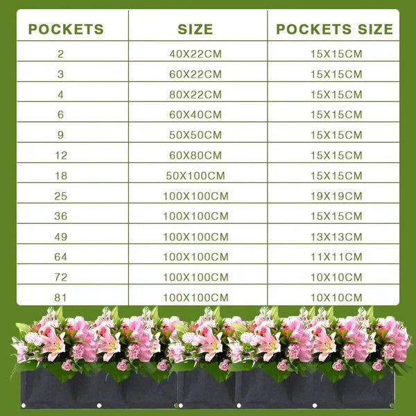 Planet Gates Green 12 Pockets NEW Wall Hanging Pockets Planting Bags Flower Pot Home Garden Grow Bag Garden Planter Vertical Suculentas Plant Pot Home Decor