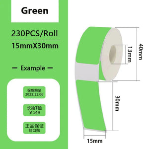 Planet Gates Green 15x30x230pcs / CHINA Thermal Label Paper Sticker Self-Adhesive For Portable Printer Phomemo D30 D30S D35 Marklife P15 Waterproof Scratch-Resistant