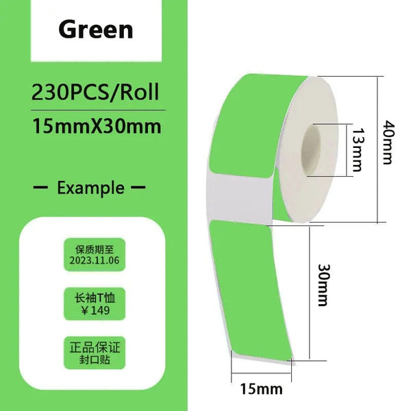 Planet Gates Green 15x30x230pcs / CHINA Thermal Label Paper Sticker Self-Adhesive For Portable Printer Phomemo D30 D30S D35 Marklife P15 Waterproof Scratch-Resistant