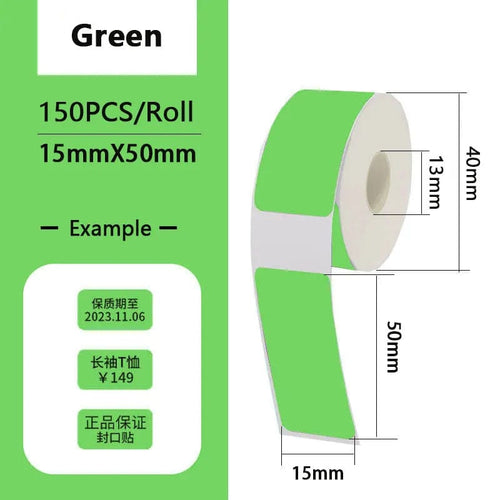 Planet Gates Green 15x50x150pcs / CHINA Thermal Label Paper Sticker Self-Adhesive For Portable Printer Phomemo D30 D30S D35 Marklife P15 Waterproof Scratch-Resistant