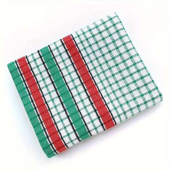 Planet Gates Green 1pc 1/4pcs Large Kitchen Dish Towel, Absorbent Super Soft Cotton Dish Cloth, Bright Color Tea/Bar Towel For Washing Drying Dish And Home