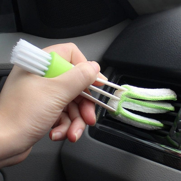 Planet Gates Green / 1pc 1pc 2-in-1 Car Outlet Vent Cleaner, Air Conditioning Outlet Vent Cleaning Brush, Car Internal Cleaning Tool, Multipurpose Interior Dust Remover