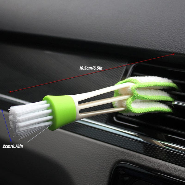 Planet Gates Green / 1pc 1pc 2-in-1 Car Outlet Vent Cleaner, Air Conditioning Outlet Vent Cleaning Brush, Car Internal Cleaning Tool, Multipurpose Interior Dust Remover