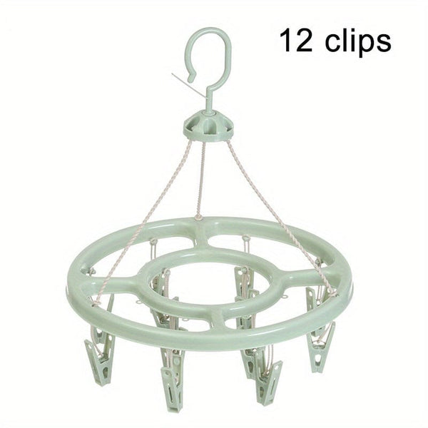 Planet Gates Green 1pc 1pc12 Clip Round Drying Rack Plastic 360 Degree Windproof Hanging Socks Hanger Multifunctional Infant Toddler Clothes Storage Hanger Hook Underwear Rack Kids Clip Drying Rack For Wardrobe Finishing