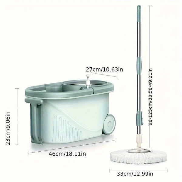 Planet Gates Green 1pc/3pcs Dual-drive Rotary Mop & Bucket/ Mop Cloth, Hand-free Home Hand Pressure Wheel Mop Bucket, Household Wood Floor Cleaning Microfibre Pad Floor Mop With Bucket, Mop Cylinder, Kitchen Bathroom Bedroom Office Accessories