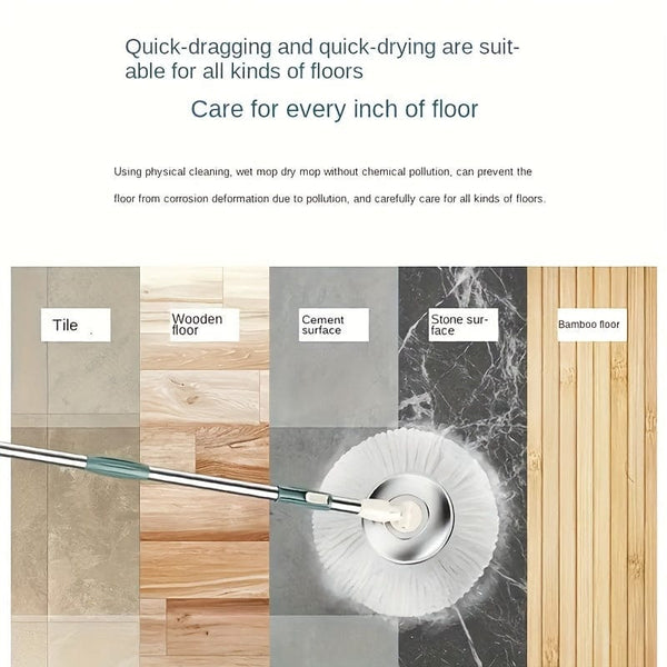 Planet Gates Green 1pc/3pcs Dual-drive Rotary Mop & Bucket/ Mop Cloth, Hand-free Home Hand Pressure Wheel Mop Bucket, Household Wood Floor Cleaning Microfibre Pad Floor Mop With Bucket, Mop Cylinder, Kitchen Bathroom Bedroom Office Accessories