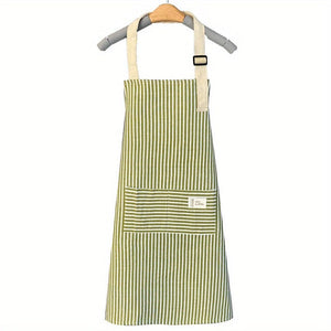 Planet Gates Green 1pc Adjustable Kitchen Cooking Apron Cotton And Linen Machine Washable With 2 Pockets
