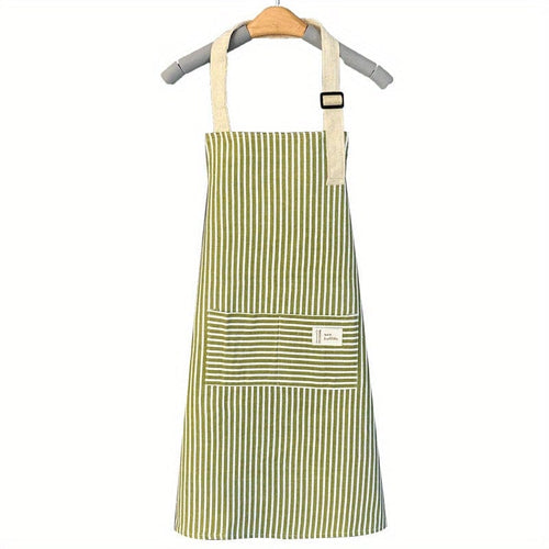 Planet Gates Green 1pc Adjustable Kitchen Cooking Apron Cotton And Linen Machine Washable With 2 Pockets