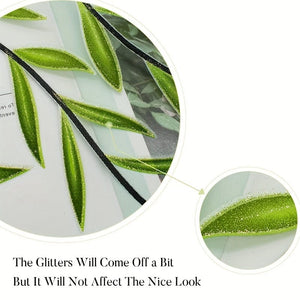 Planet Gates Green 1pc Elegant Willow Leaf Strip Window Sheer Curtains for Home Decor - Rod Pocket Design for Kitchen, Bedroom, Study, Cafe, and Living Room