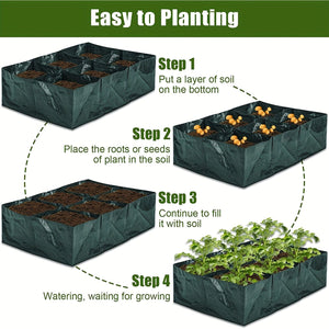 Planet Gates Green 1pc Elevated Garden Flowerpot Fabric Bed, 6 Separate Mesh Raised Vegetable Growth Bags With Drainage Holes, Plant Growth Bags With Breathable Garden Bags For Planting Flowerpots, Suitable For Outdoor Flowers.