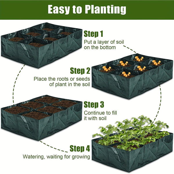 Planet Gates Green 1pc Elevated Garden Flowerpot Fabric Bed, 6 Separate Mesh Raised Vegetable Growth Bags With Drainage Holes, Plant Growth Bags With Breathable Garden Bags For Planting Flowerpots, Suitable For Outdoor Flowers.