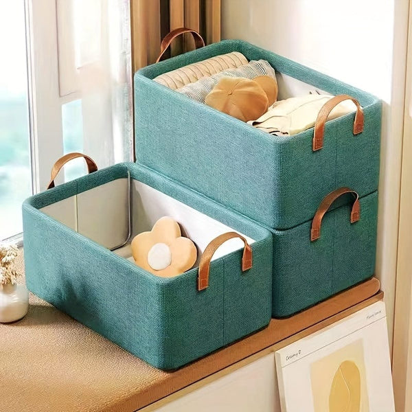 Planet Gates Green 1pc Foldable Storage Box With Steel Frame, Large Capacity Clothes, Trousers, Storage Basket, Car Storage Box