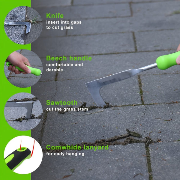 Planet Gates Green 1pc, Gardening Tool Crack Weeder Manual Weeder Sidewalk Crevice Weeding Tool Paver Weed Removal Tool L-Shaped Hook Blade For Cracks Grass Moss Garden Yard Cutting Sod Gaps Between Paving Weeding Tool