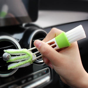 Planet Gates GREEN 1pc Multifunction Cleaning Brush Car Air Vent Cleaner Mini Duster Double-end Micro Fiber Vent Duster Removable Cloth Cover Car Detailing Care Tools