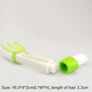 Planet Gates GREEN 1pc Multifunction Cleaning Brush Car Air Vent Cleaner Mini Duster Double-end Micro Fiber Vent Duster Removable Cloth Cover Car Detailing Care Tools