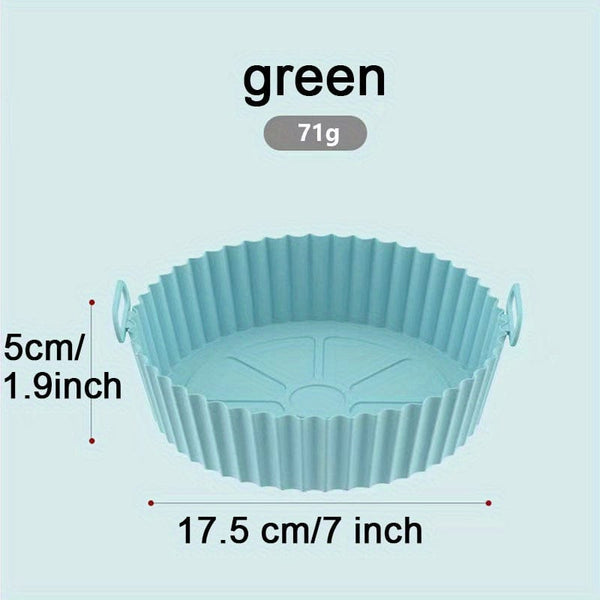 Planet Gates Green 1pc Silicone Air Fryer Liners, Round Food Safe Non Stick Air Fryer Basket, Reusable Replacement Of Flammable Parchment Liner Paper Fits Air Fryer Accessories