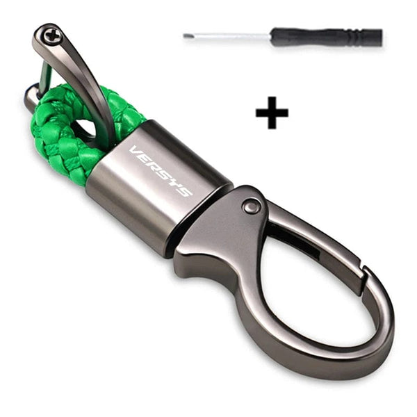 Planet Gates Green 2023 Custom LOGO Motorcycle Braided Rope Keyring Metal Keychain For Kawasaki Versys 650 1000 X300 300X VERSYS1000SE 2018-2023
