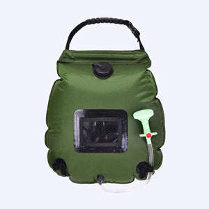 Planet Gates Green 20L Outdoor Bathing Bag Solar Hiking Camping Shower Bag Portable Heating Bathing Water Storage Bag Hose Switchable Shower Head