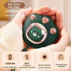 Planet Gates Green / 2400mAh / United States Cat Paw Hand Warmer Cold Weather Fast Heating USB Rechargeable Pocket Hand Heater For Camping Office School Outside