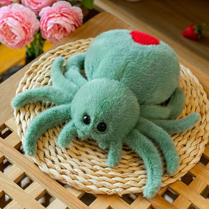 Planet Gates green / 25cm Simulation Black Spider Jumping Spider Doll Crawling Pet Doll Plush Cute Reptile Plush Toy Super Cute Doll